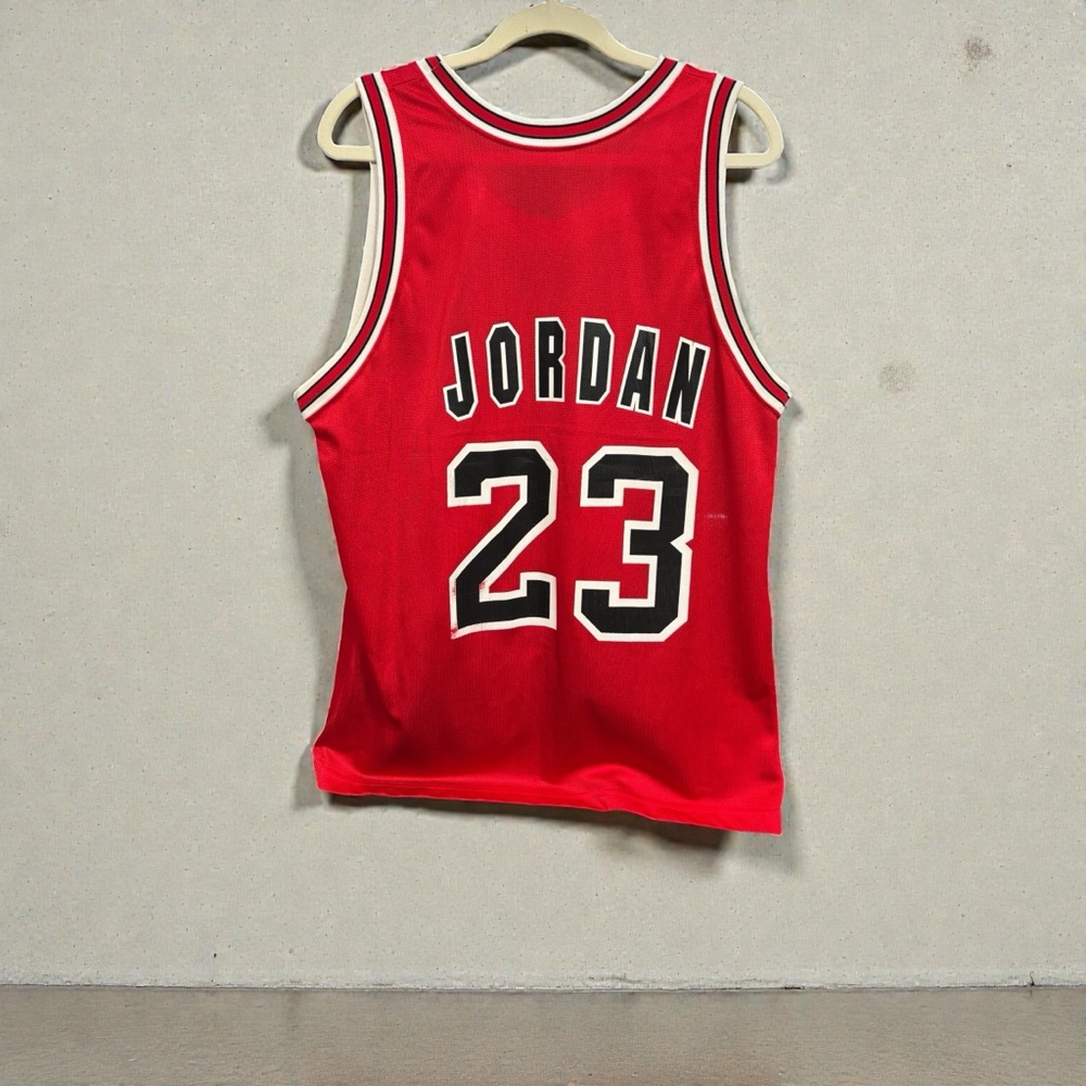 Bulls Red and Black Jordan Jersey 23